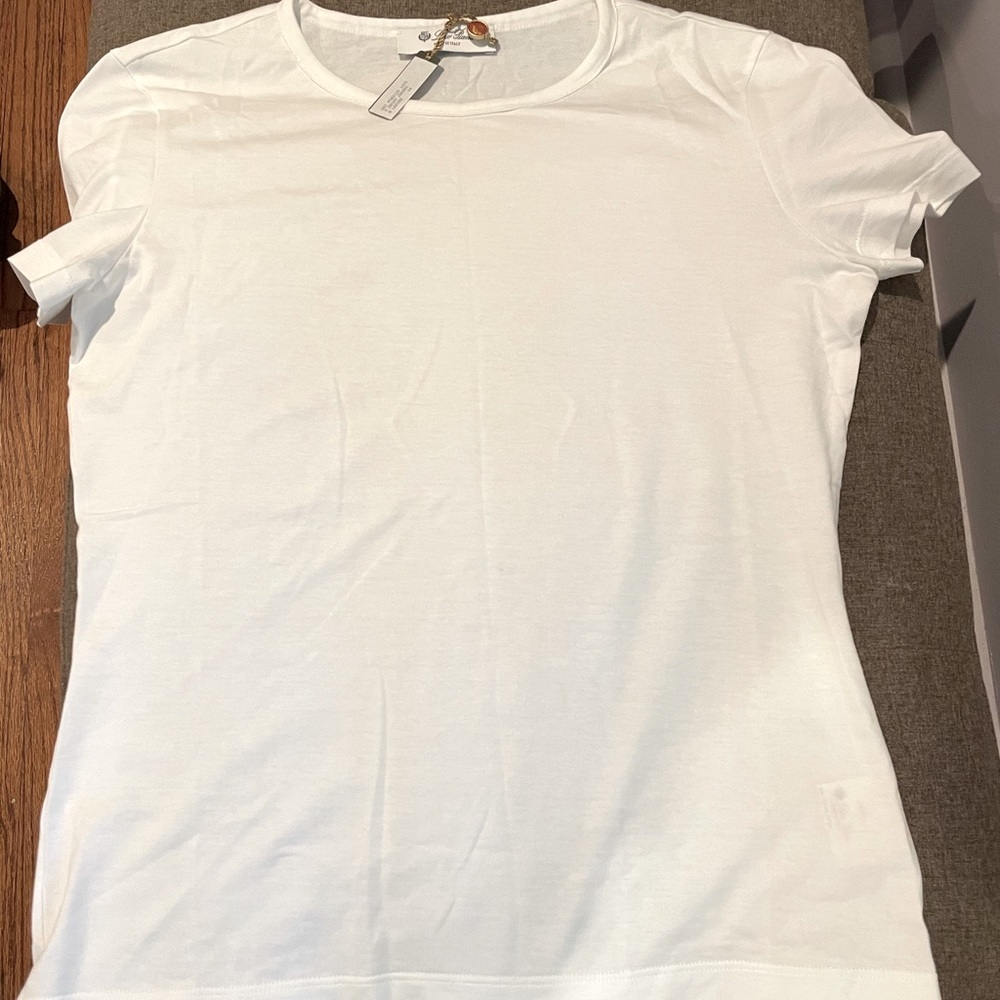 NWT White Women’s Tee by Loro Piana; Size 44 XS/S